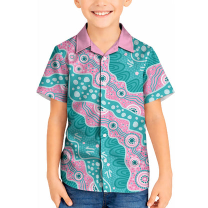 Hereditary Cancer Prevention Australia Indigenous Kid Hawaiian Shirt Pink and Teal