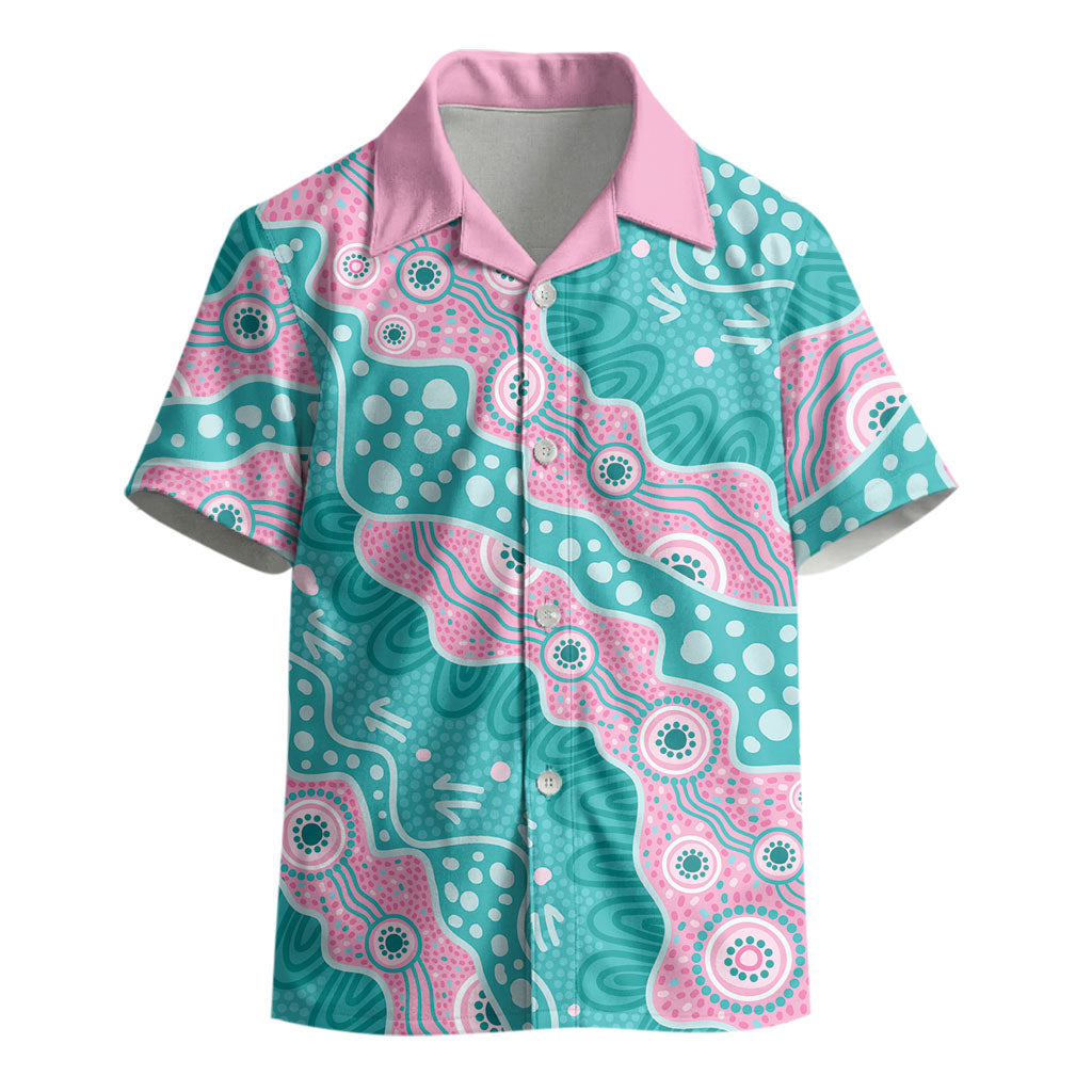 Hereditary Cancer Prevention Australia Indigenous Kid Hawaiian Shirt Pink and Teal