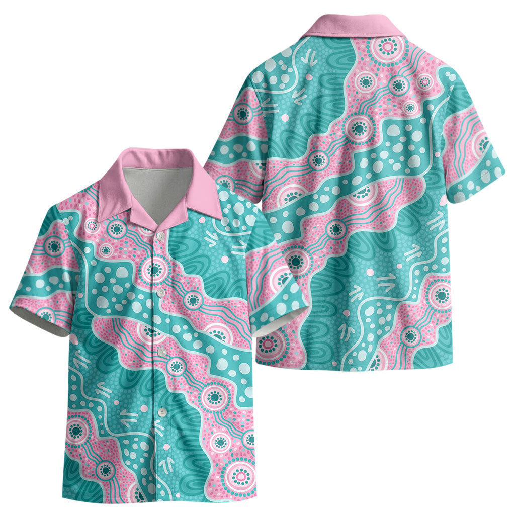 Hereditary Cancer Prevention Australia Indigenous Kid Hawaiian Shirt Pink and Teal