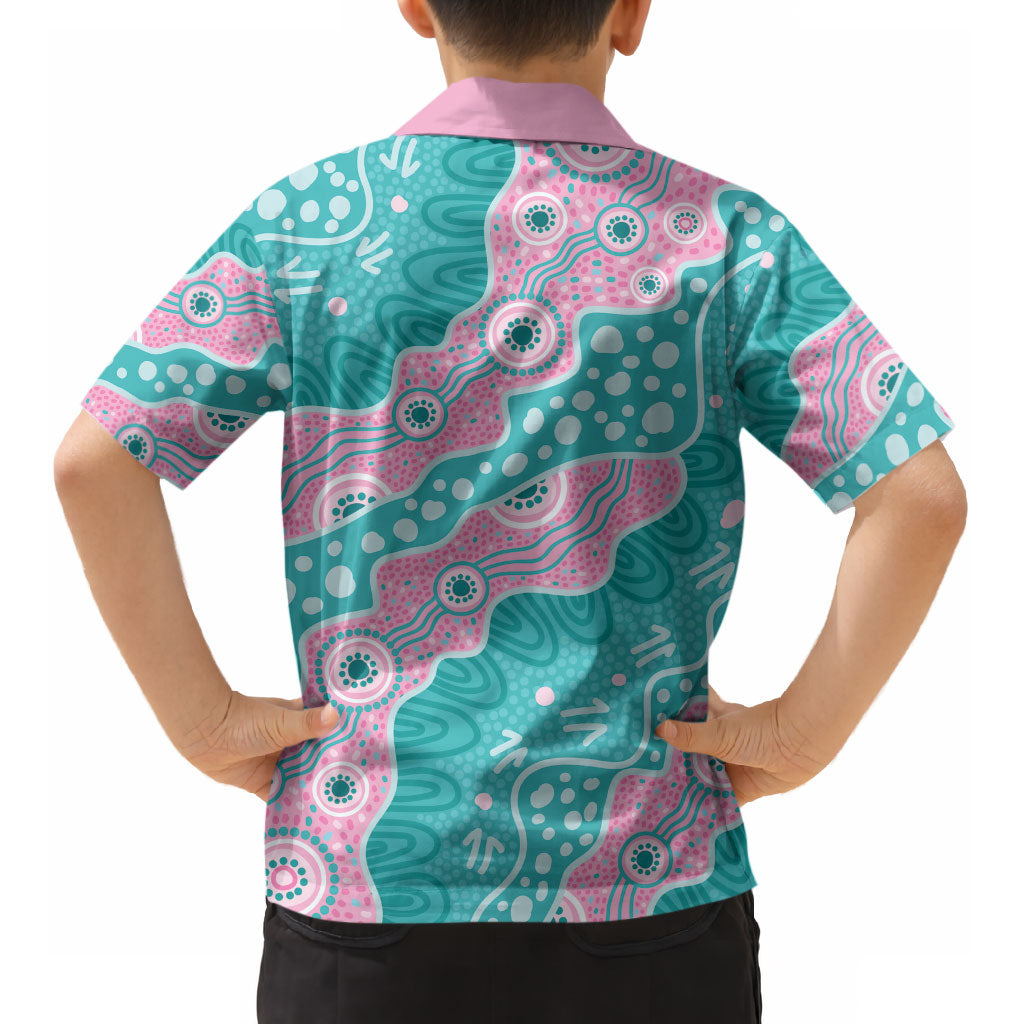 Hereditary Cancer Prevention Australia Indigenous Kid Hawaiian Shirt Pink and Teal