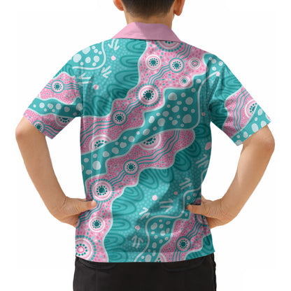 Hereditary Cancer Prevention Australia Indigenous Kid Hawaiian Shirt Pink and Teal