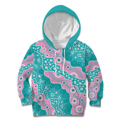 Hereditary Cancer Prevention Australia Indigenous Kid Hoodie Pink and Teal