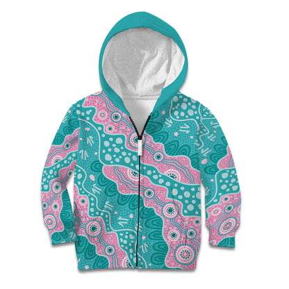 Hereditary Cancer Prevention Australia Indigenous Kid Hoodie Pink and Teal
