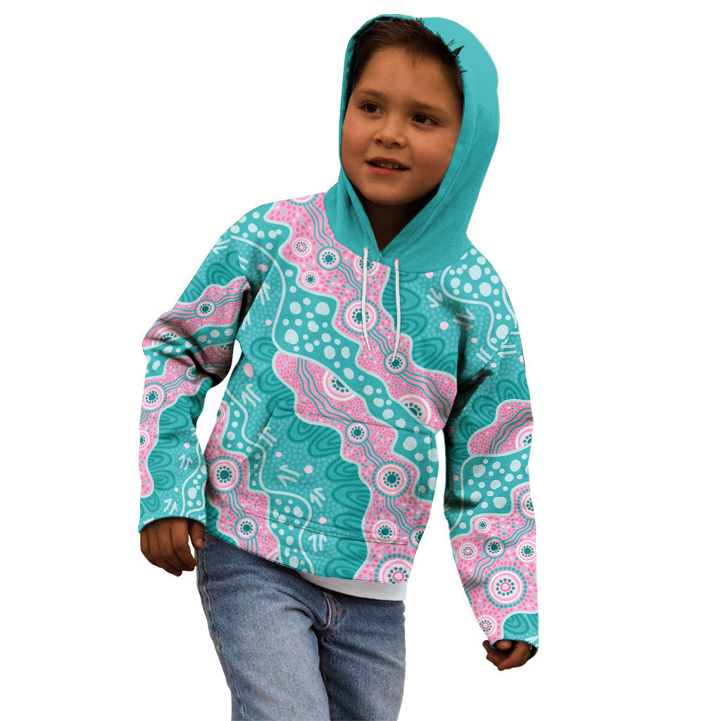 Hereditary Cancer Prevention Australia Indigenous Kid Hoodie Pink and Teal
