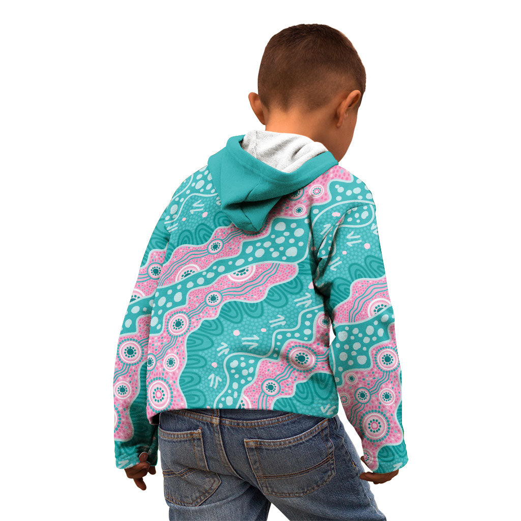 Hereditary Cancer Prevention Australia Indigenous Kid Hoodie Pink and Teal