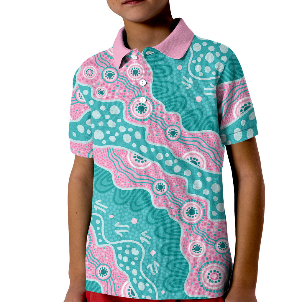 Hereditary Cancer Prevention Australia Indigenous Kid Polo Shirt Pink and Teal