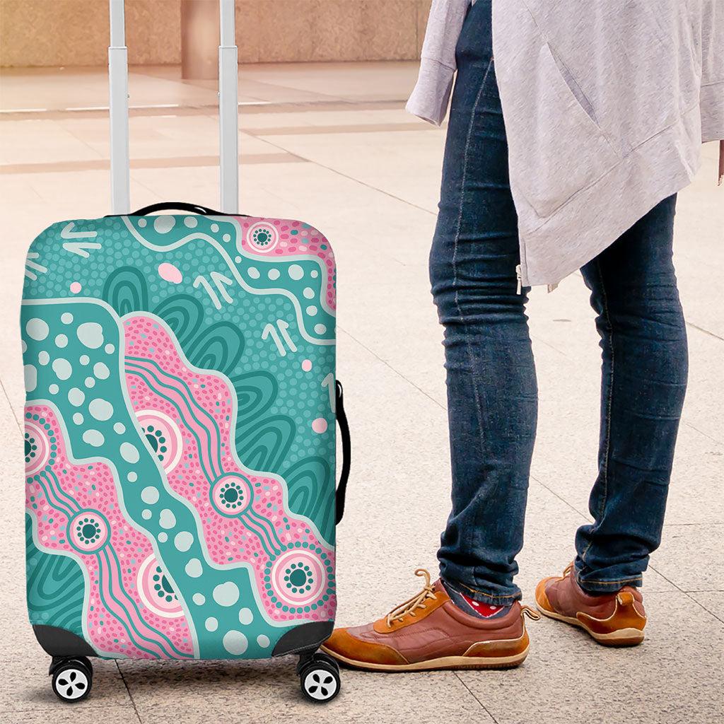 Hereditary Cancer Prevention Australia Indigenous Luggage Cover Pink and Teal