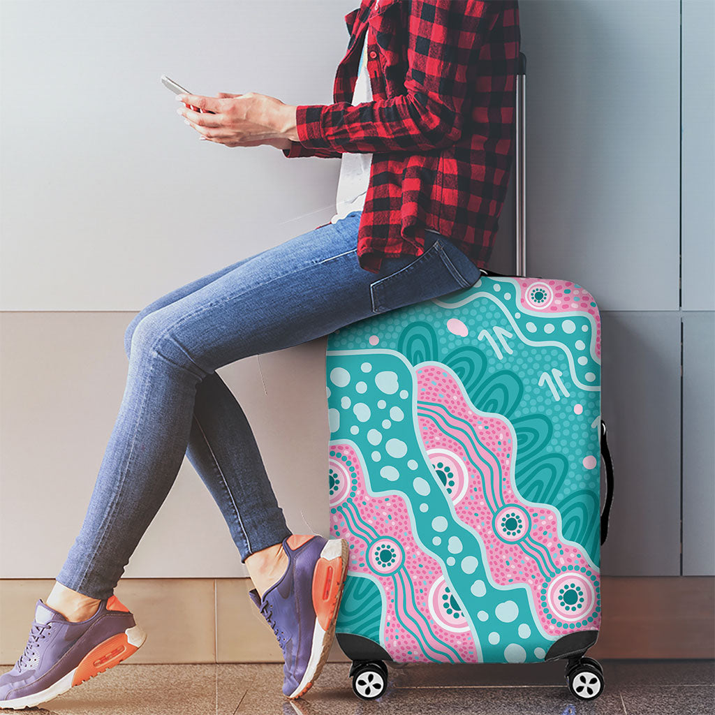 Hereditary Cancer Prevention Australia Indigenous Luggage Cover Pink and Teal