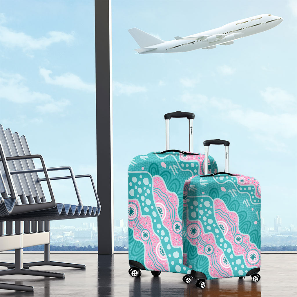 Hereditary Cancer Prevention Australia Indigenous Luggage Cover Pink and Teal