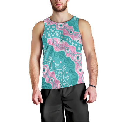 Hereditary Cancer Prevention Australia Indigenous Men Tank Top Pink and Teal