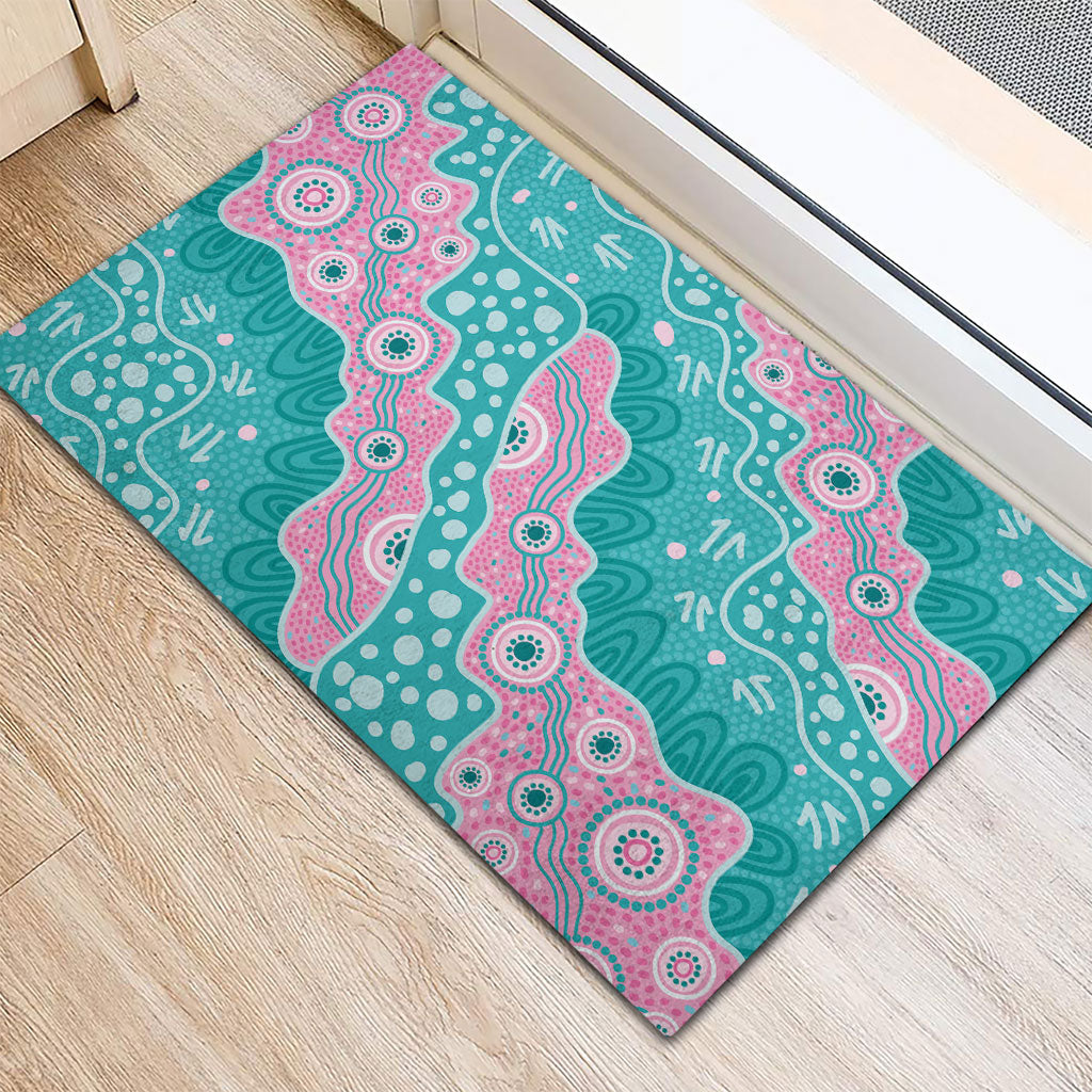 Hereditary Cancer Prevention Australia Indigenous Rubber Doormat Pink and Teal