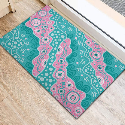 Hereditary Cancer Prevention Australia Indigenous Rubber Doormat Pink and Teal