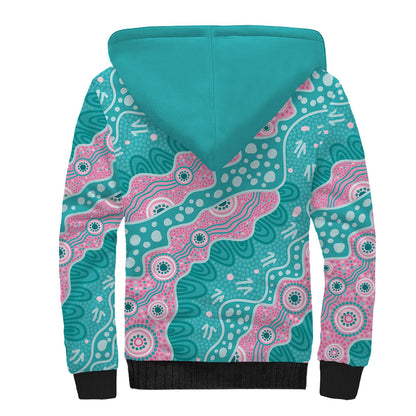 Hereditary Cancer Prevention Australia Indigenous Sherpa Hoodie Pink and Teal