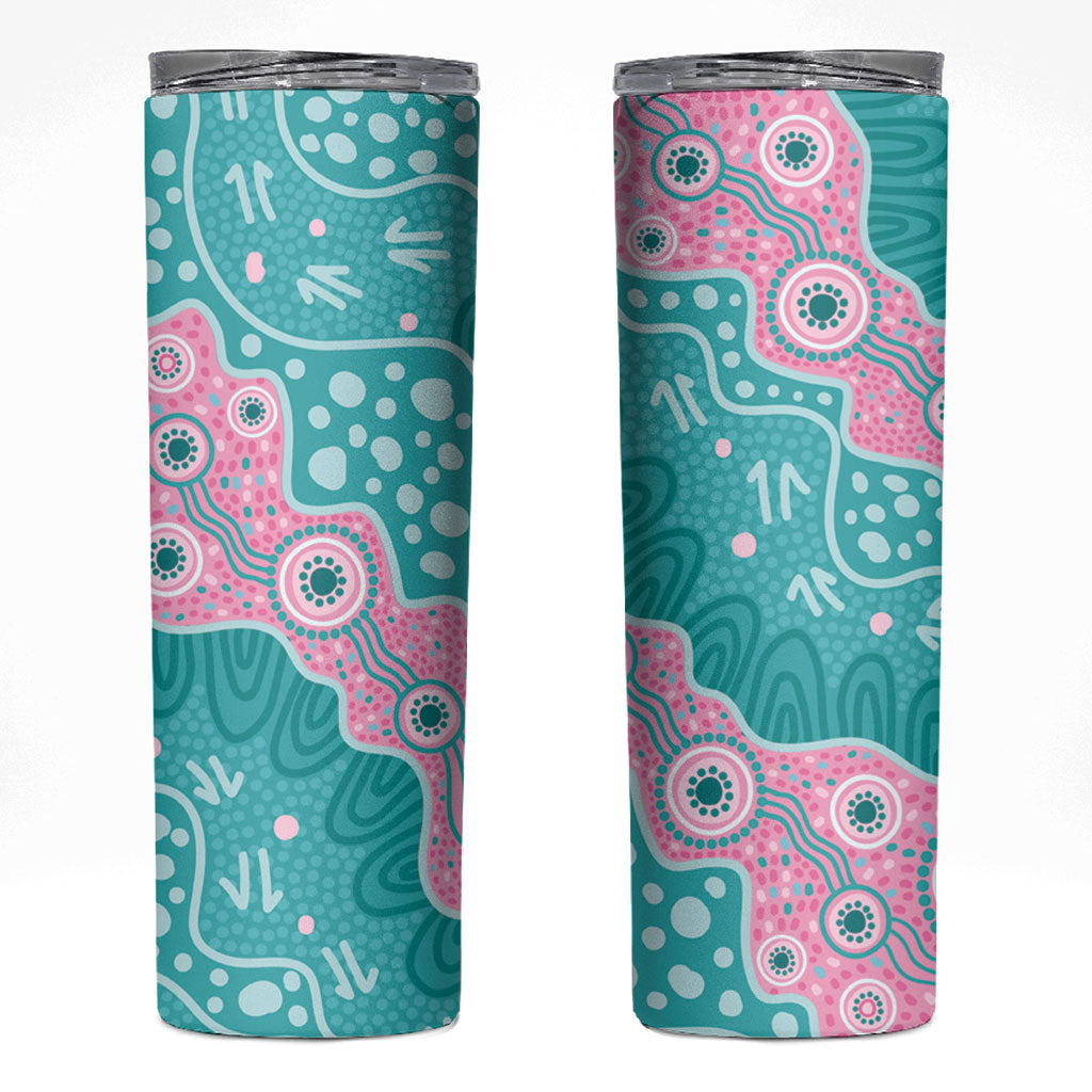 Hereditary Cancer Prevention Australia Indigenous Skinny Tumbler Pink and Teal