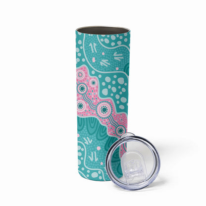 Hereditary Cancer Prevention Australia Indigenous Skinny Tumbler Pink and Teal