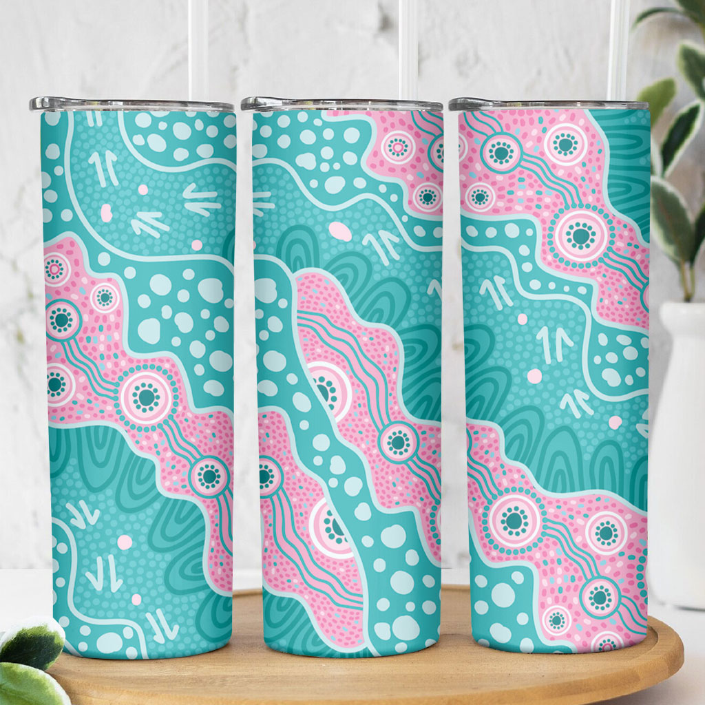 Hereditary Cancer Prevention Australia Indigenous Skinny Tumbler Pink and Teal