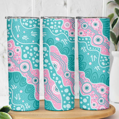Hereditary Cancer Prevention Australia Indigenous Skinny Tumbler Pink and Teal