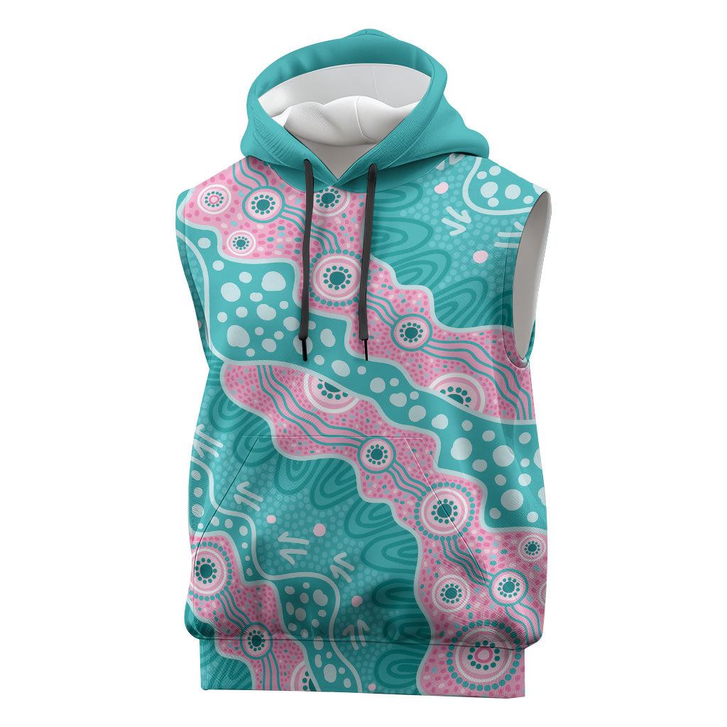 Hereditary Cancer Prevention Australia Indigenous Sleeveless Hoodie Pink and Teal