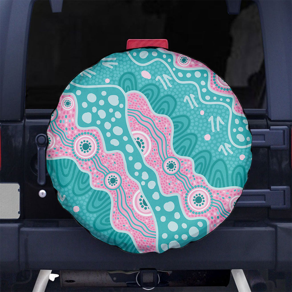 Hereditary Cancer Prevention Australia Indigenous Spare Tire Cover Pink and Teal