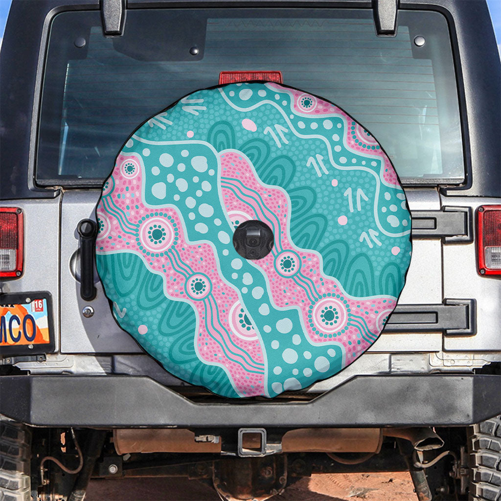 Hereditary Cancer Prevention Australia Indigenous Spare Tire Cover Pink and Teal