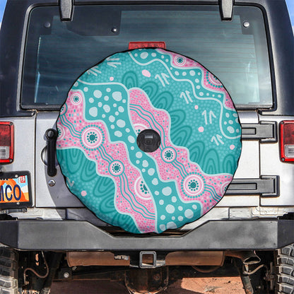 Hereditary Cancer Prevention Australia Indigenous Spare Tire Cover Pink and Teal