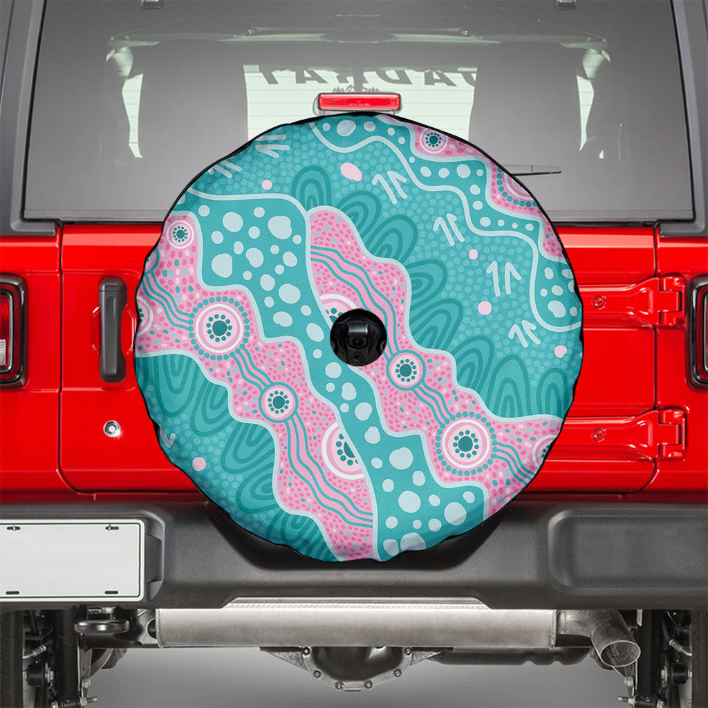 Hereditary Cancer Prevention Australia Indigenous Spare Tire Cover Pink and Teal