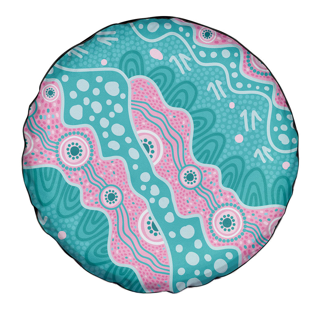 Hereditary Cancer Prevention Australia Indigenous Spare Tire Cover Pink and Teal