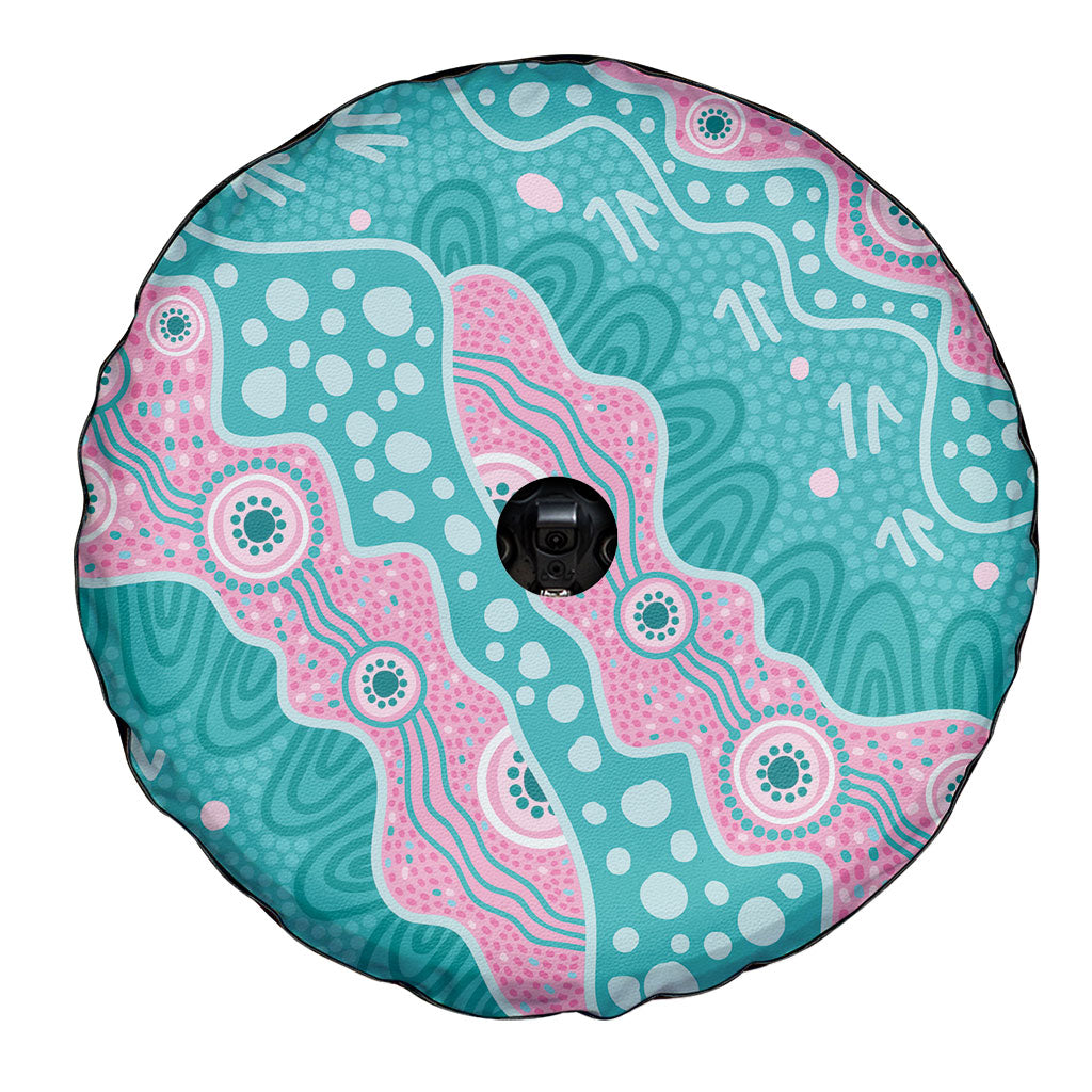 Hereditary Cancer Prevention Australia Indigenous Spare Tire Cover Pink and Teal