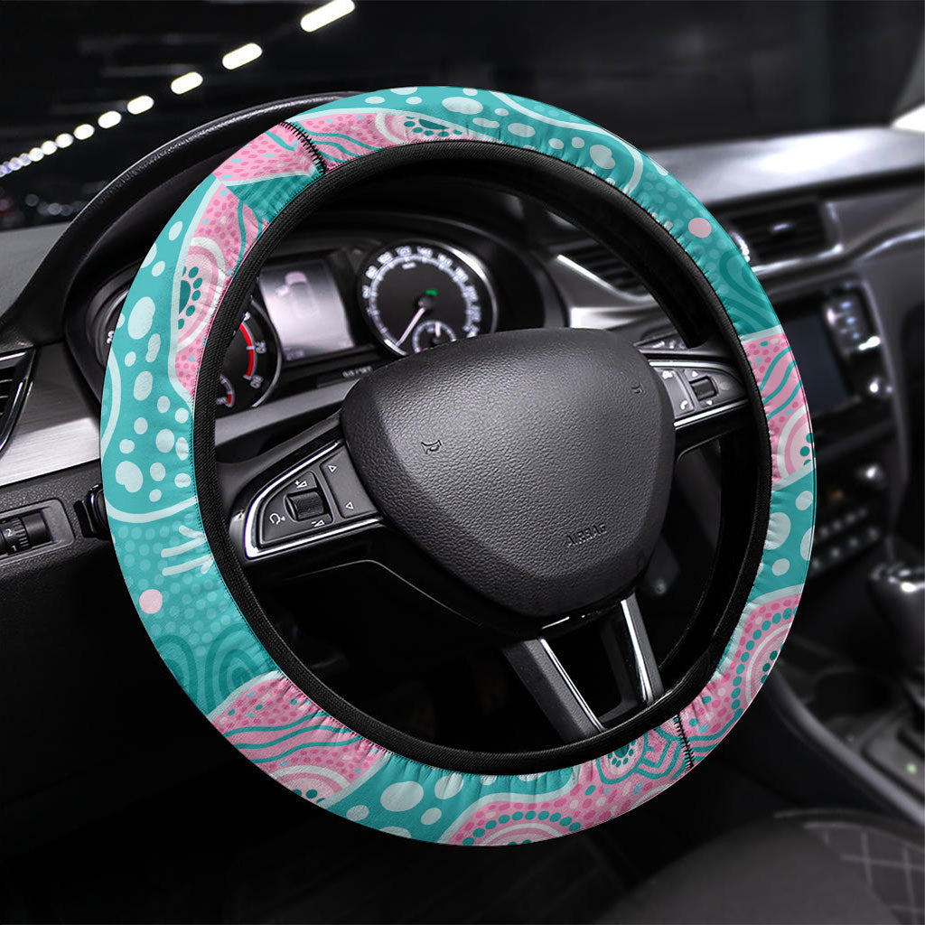 Hereditary Cancer Prevention Australia Indigenous Steering Wheel Cover Pink and Teal