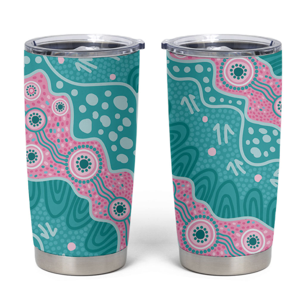Hereditary Cancer Prevention Australia Indigenous Tumbler Cup Pink and Teal