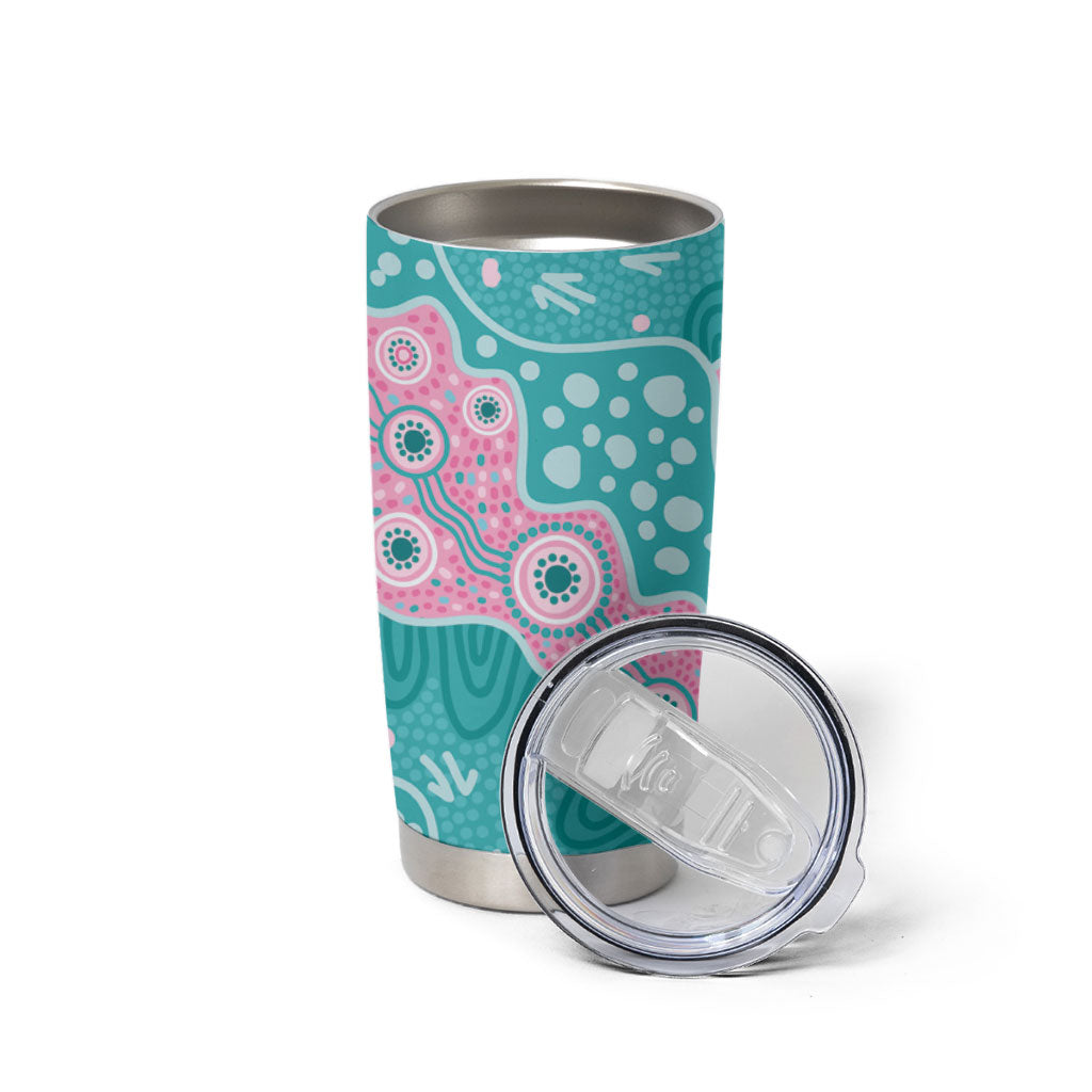 Hereditary Cancer Prevention Australia Indigenous Tumbler Cup Pink and Teal