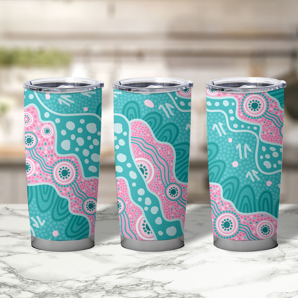 Hereditary Cancer Prevention Australia Indigenous Tumbler Cup Pink and Teal