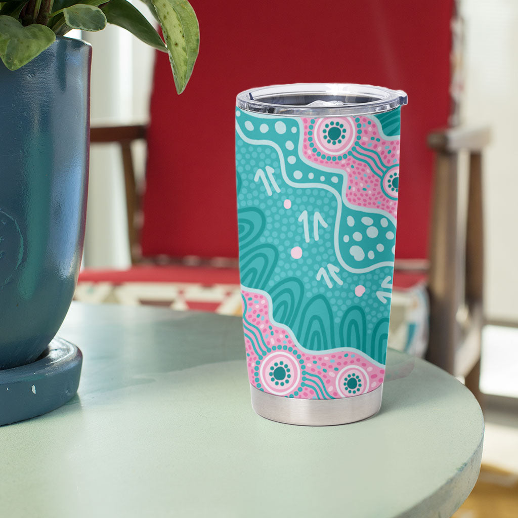 Hereditary Cancer Prevention Australia Indigenous Tumbler Cup Pink and Teal