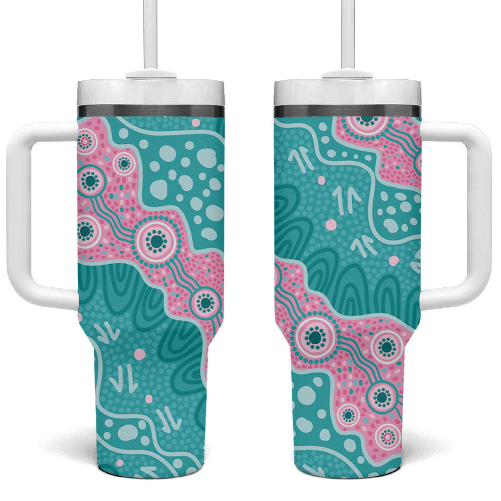 Hereditary Cancer Prevention Australia Indigenous Tumbler With Handle Pink and Teal