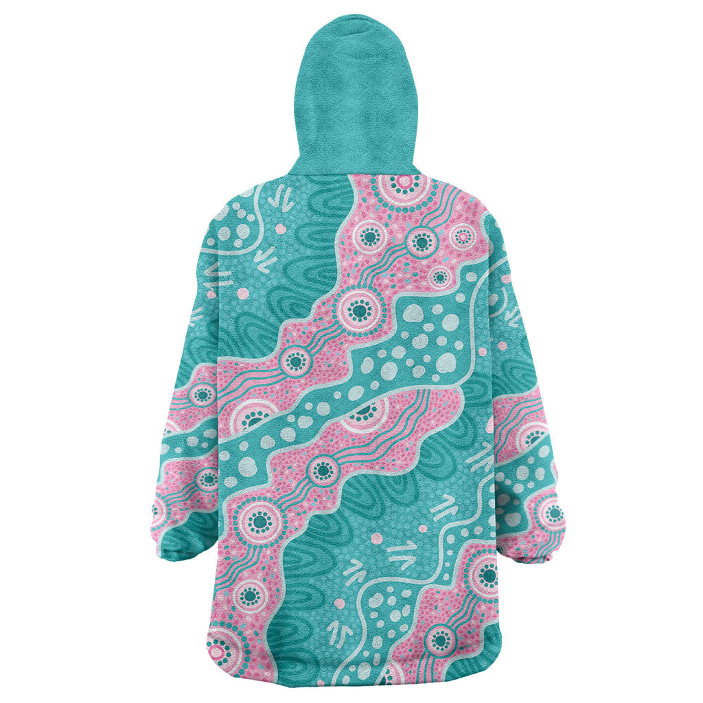 Hereditary Cancer Prevention Australia Indigenous Wearable Blanket Hoodie Pink and Teal