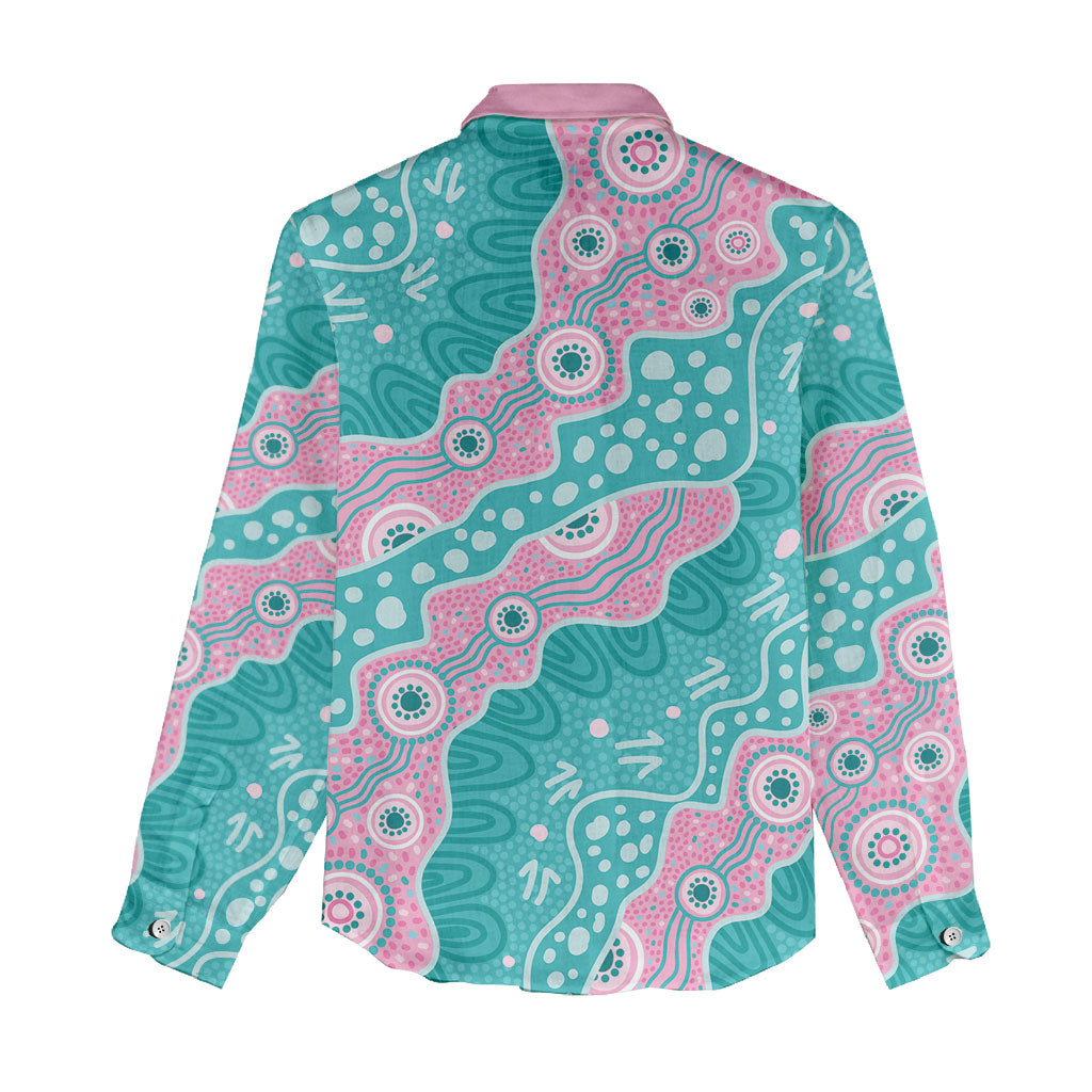 Hereditary Cancer Prevention Australia Indigenous Women Casual Shirt Pink and Teal