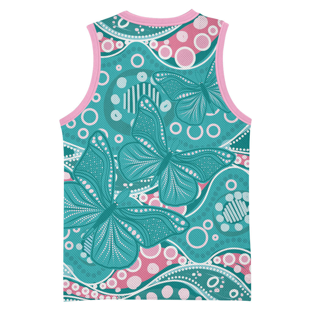 Australia Hereditary Cancer Prevention Basketball Jersey Aboriginal Butterflies