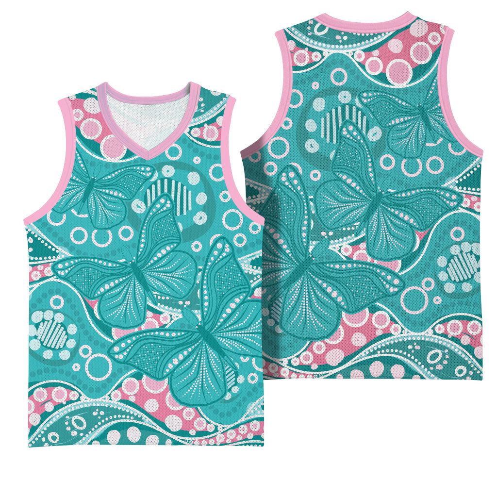 Australia Hereditary Cancer Prevention Basketball Jersey Aboriginal Butterflies