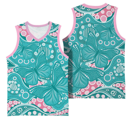 Australia Hereditary Cancer Prevention Basketball Jersey Aboriginal Butterflies