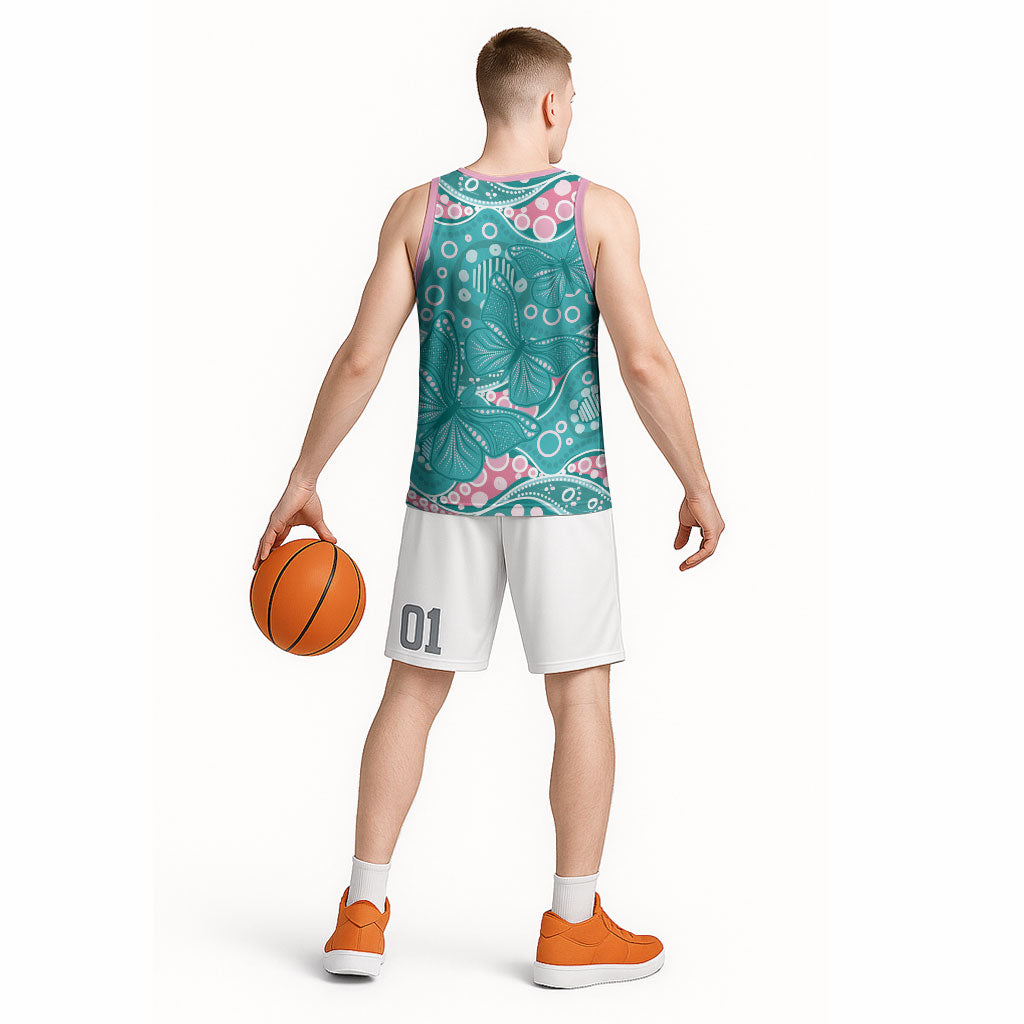 Australia Hereditary Cancer Prevention Basketball Jersey Aboriginal Butterflies