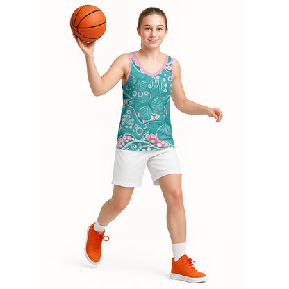 Australia Hereditary Cancer Prevention Basketball Jersey Aboriginal Butterflies