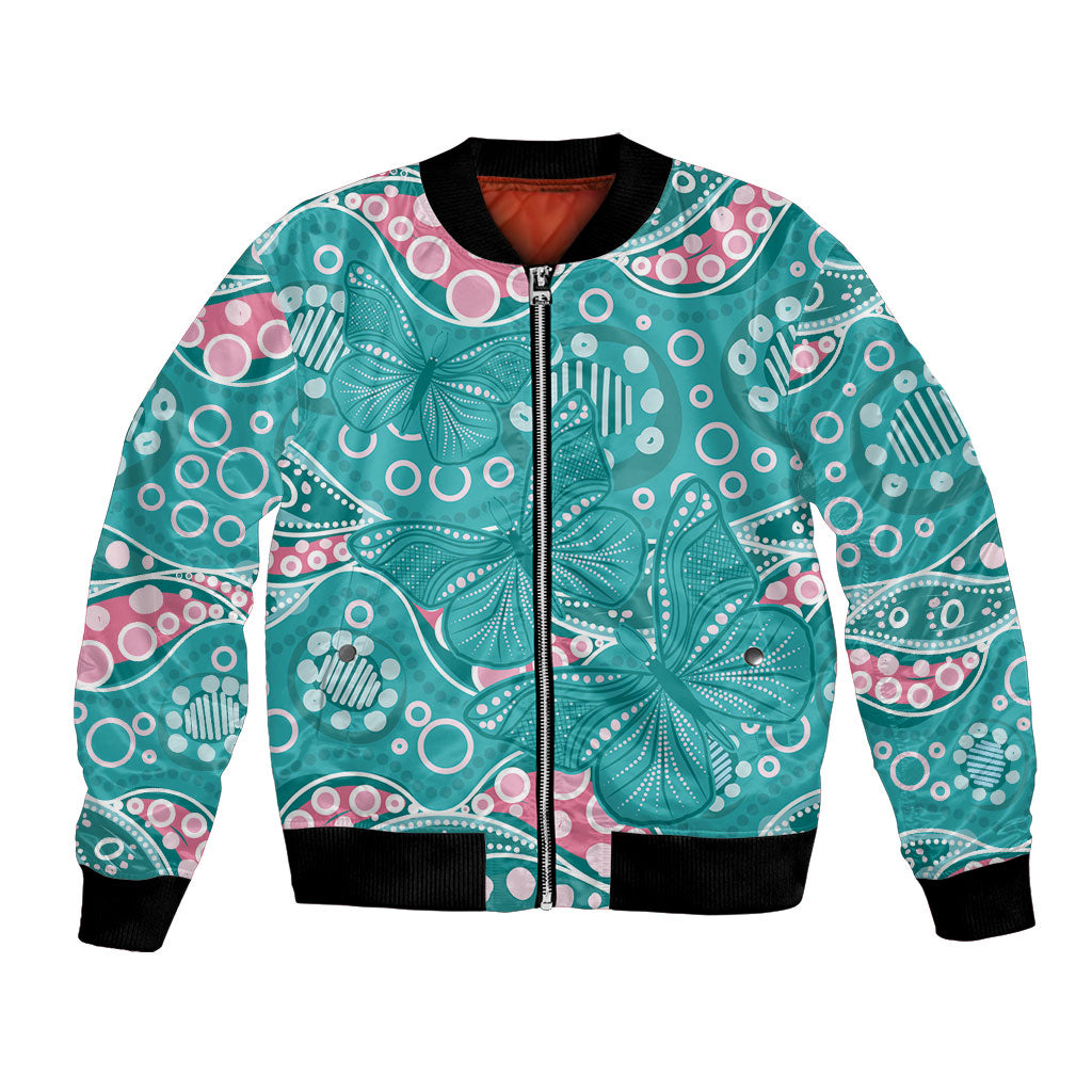 Australia Hereditary Cancer Prevention Bomber Jacket Aboriginal Butterflies