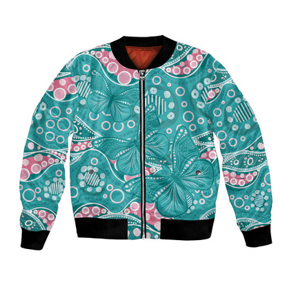 Australia Hereditary Cancer Prevention Bomber Jacket Aboriginal Butterflies