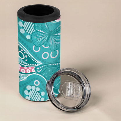 Australia Hereditary Cancer Prevention 4 in 1 Can Cooler Tumbler Aboriginal Butterflies