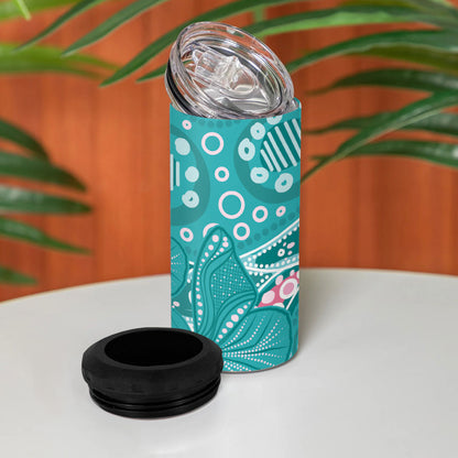 Australia Hereditary Cancer Prevention 4 in 1 Can Cooler Tumbler Aboriginal Butterflies