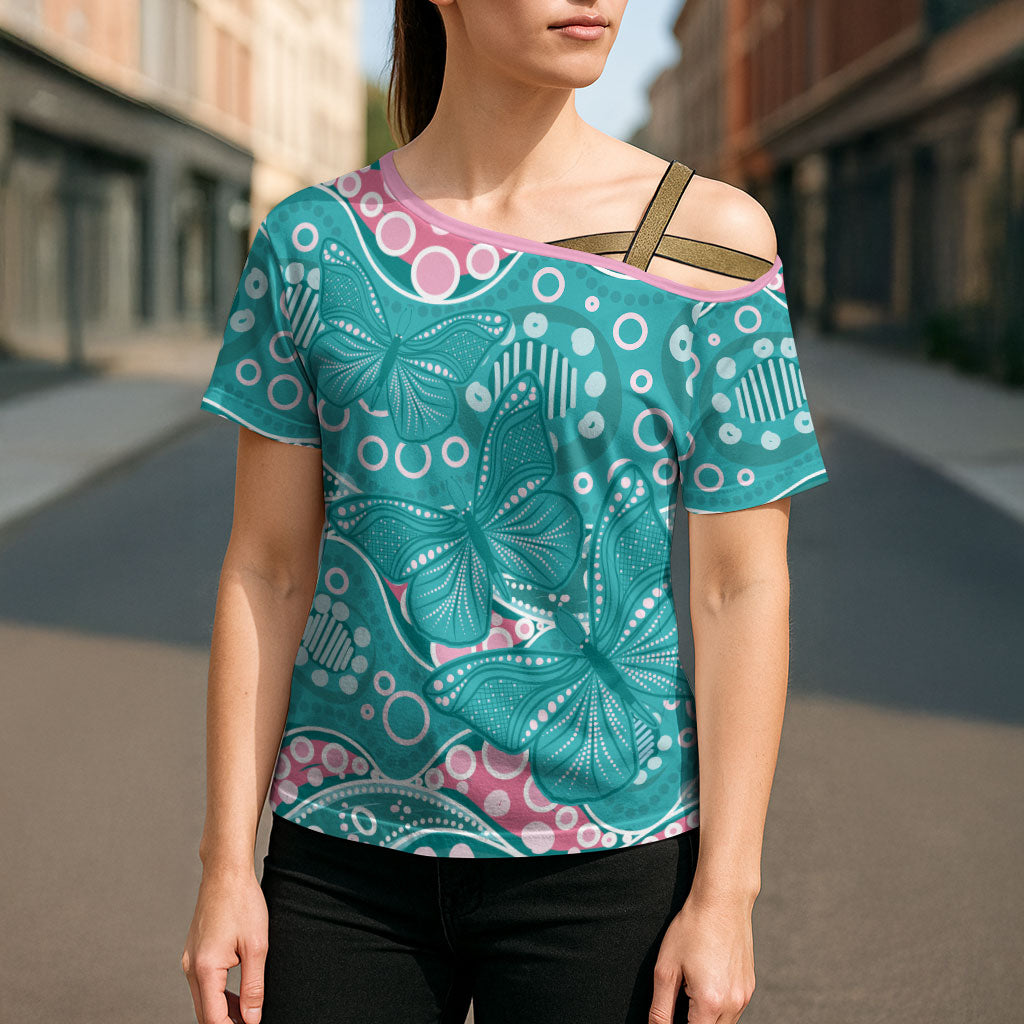 Australia Hereditary Cancer Prevention Cross Shoulder Shirt Aboriginal Butterflies