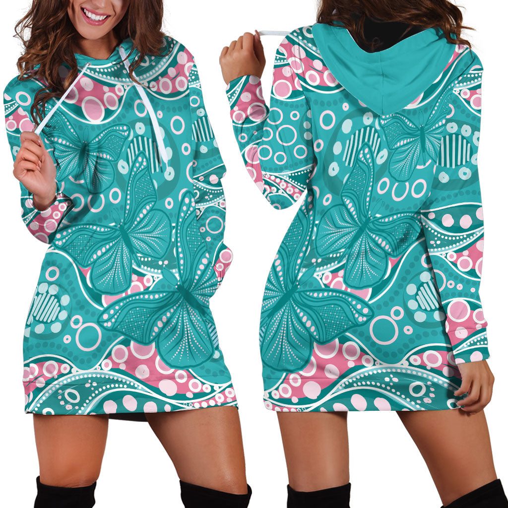 Australia Hereditary Cancer Prevention Hoodie Dress Aboriginal Butterflies