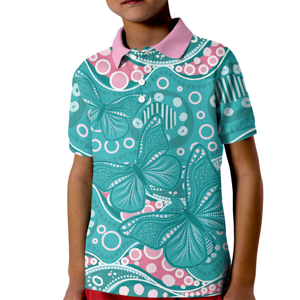 Australia Hereditary Cancer Prevention Kid Polo Shirt Aboriginal Butterflies