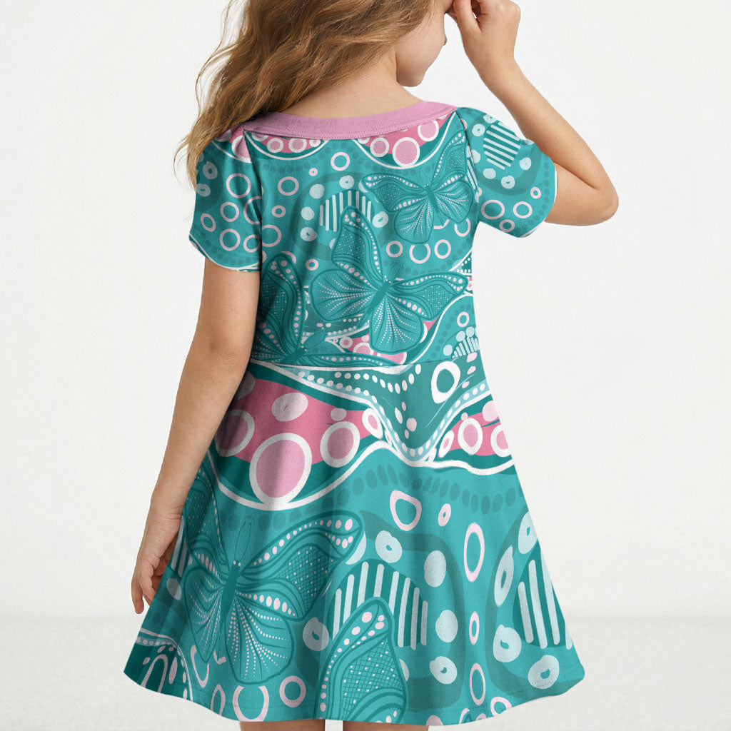 Australia Hereditary Cancer Prevention Kid Short Sleeve Dress Aboriginal Butterflies