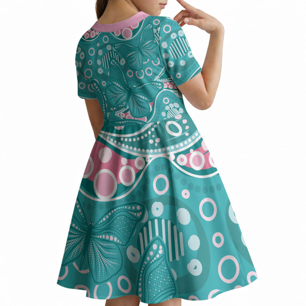 Australia Hereditary Cancer Prevention Kid Short Sleeve Dress Aboriginal Butterflies